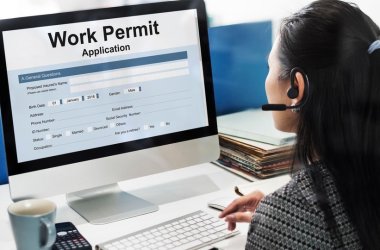 Work Permit Application Job Employment Concept Arbeitserlaubnis Anwendung Job Beschäftigung Konzept