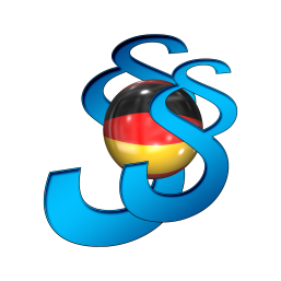 Blaue Paragraphen mit Kugel schwarzrotgold in der Mitte Symbolbild: Zwei Paragraphenzeichen wickeln eine Kugel ein. Die Kugel ist Schwarz-Rot-Gold gefärbt.