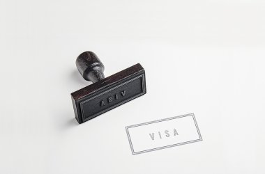 Visa Stempel auf weißem Blatt