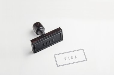 Visa Stempel auf weißem Blatt Visa Stempel auf weißem Blatt