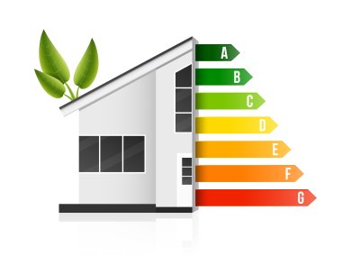 Creative illustration of home energy efficiency rating isolated on background. Art design smart eco house improvement template. Abstract concept graphic certification system element Creative illustration of home energy efficiency rating isolated on background. Art design smart eco house improvement template. Abstract concept graphic certification system element
