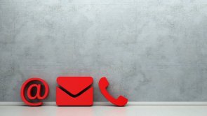 Rote Kontakt Icons als Hotline und Service Konzept Kontakt und Information