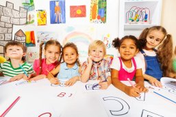 Group of kids, boys and girls in reading class Group of kids, boys and girls in reading class