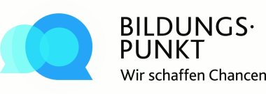 Logo mit blauen Sprechblasen. Darauf auch zu lesen: Bildungspunkt - wir schaffen Chancen