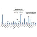 Balkendiagramm Vogelsbergkreis mit den Coronafallzahlen Stand 15.01.2022