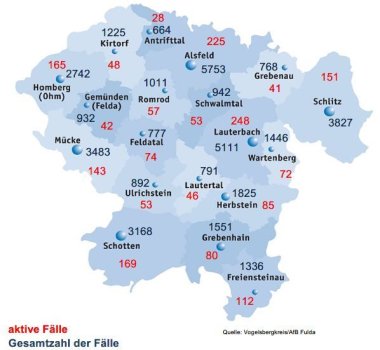 Karte mit Fallzahlen fuer das Corona-Update fuer das Corona-Update fuer den 19. Juli 2022 Karte mit Fallzahlen fuer das Corona-Update fuer das Corona-Update fuer den 19. Juli 2022