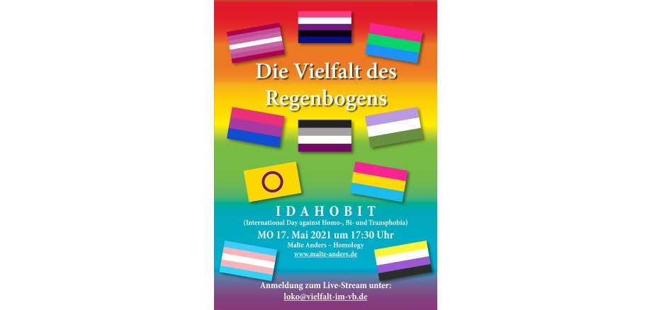 Plakat zum Internationalen Tag gegen Homo-, Bi-, Inter- und Transphobie
