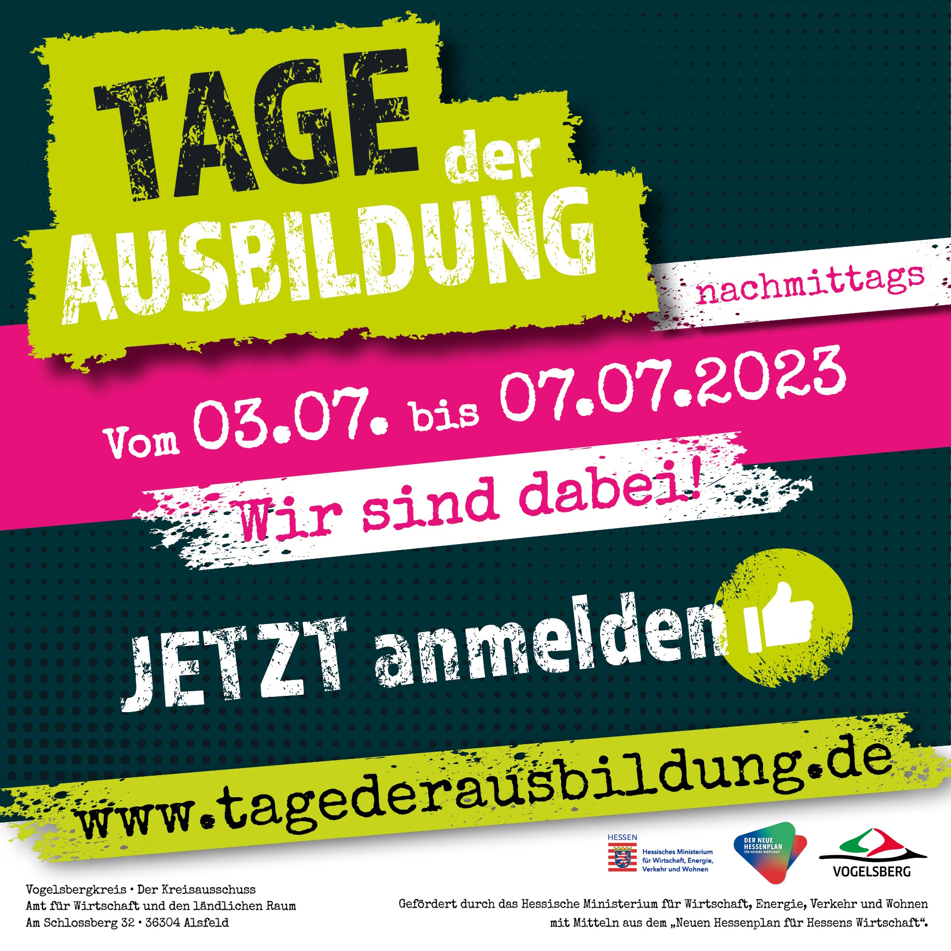 Ein Werbeplakat, das auf die Tage der Ausbildung aufmerksam macht. Vom 3. bis 7 Juli können junge Menschen in Unternehmen schauen