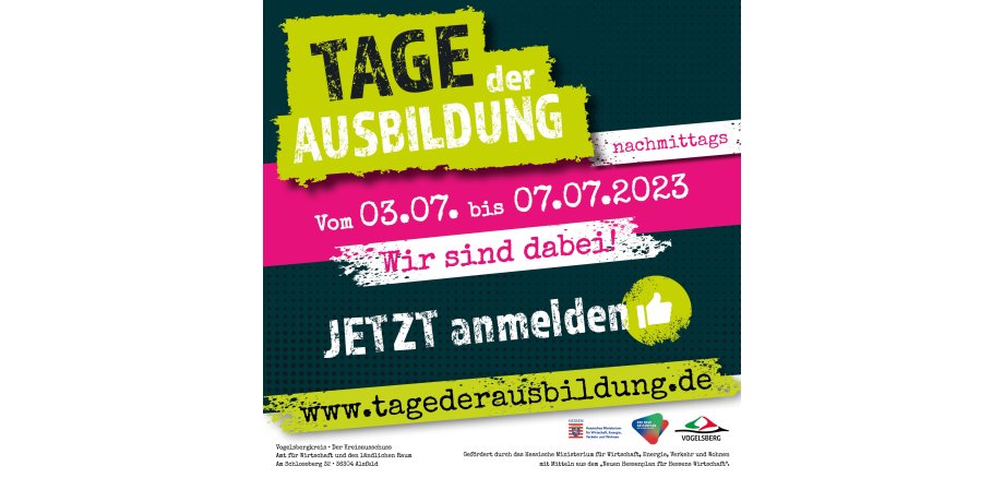 Ein Werbeplakat, das auf die Tage der Ausbildung aufmerksam macht. Vom 3. bis 7 Juli können junge Menschen in Unternehmen schauen