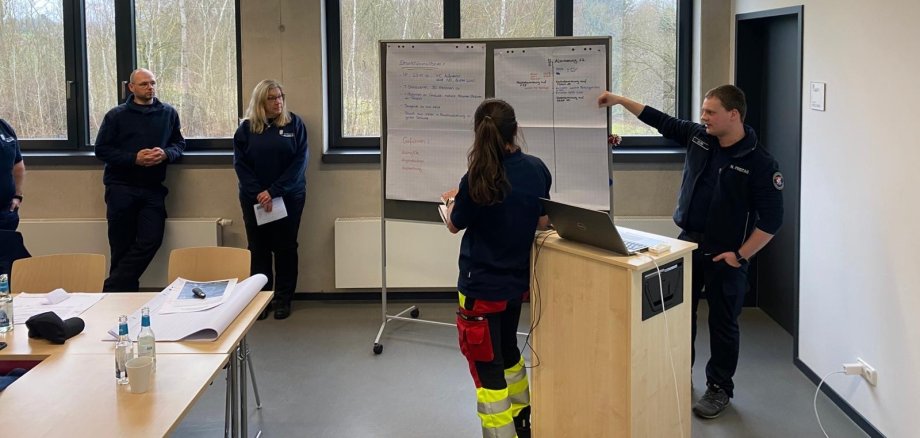 Erstmals wurde die Fortbildung für Leitende Notärzte, Organisatorische Leiter Rettungsdienst und Feuerwehrführungskräfte unter der Leitung von Nils Freitag (rechts) durchgeführt.