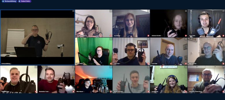 Screenshot der Teilnehmerinnen und Teilnehmer des Sprechfunklehrgangs