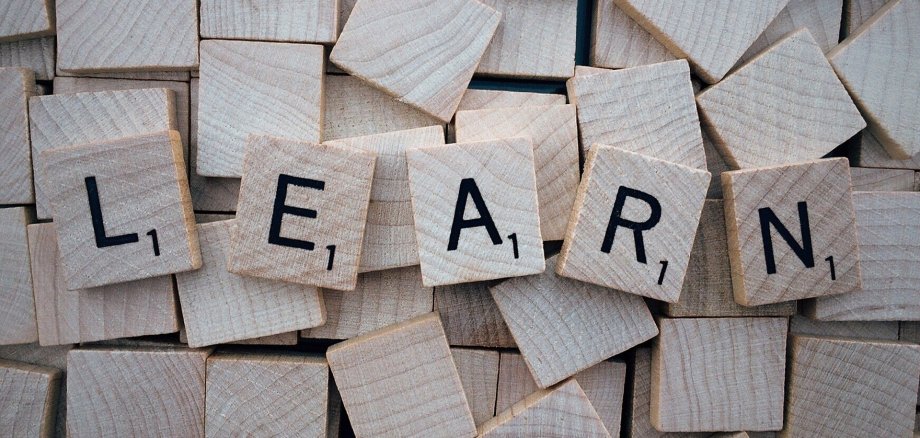 Scrabbleteile mit dem englischen Wort für lernen: learn