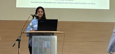 Mahsa Mir-Mohammadi vom Kreisjugendparlament Vogelsberg führt aus, was Kinder- und Jugendbeteiligung für sie bedeutet.