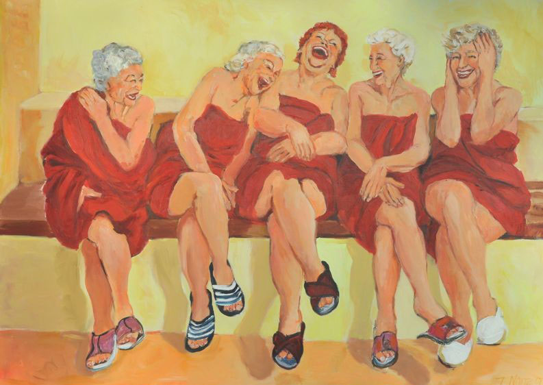 So sieht Lebenslust aus: Die Saunadamen von Ilona Nolte.