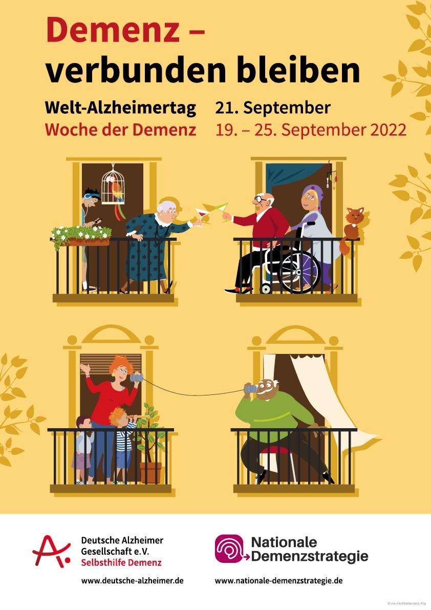 Demenz - verbunden bleiben. Plakat zum Welt-Alzheimertag und der Woche der Demenz